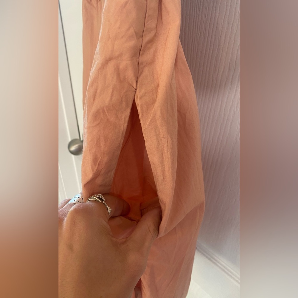 NWT J. Crew Women's Midi Dress Peach Coral Colored Ballon Sleeve Button Front - Picture 5 of 6